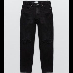 Zara high rise ripped mom jeans